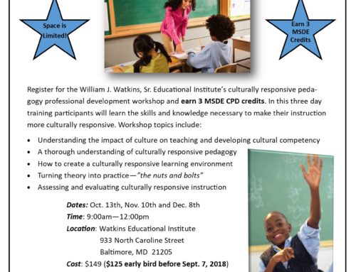 Fall 2018 Implementing a Culturally Responsive Practice Workshop